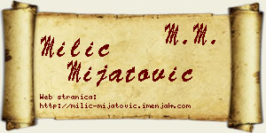 Milić Mijatović vizit kartica